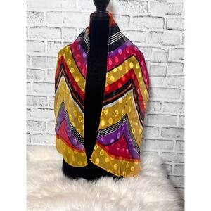 Vintage Liz Claiborne Scarf Sheer Polka Dot Chevron Colorful Lightweight‎